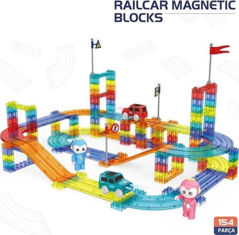 Learning Fun Railcar Manyetik Stem Oyuncak Bloklar Seti 154 Parça Arabalı Railcar Magnetic Blocks