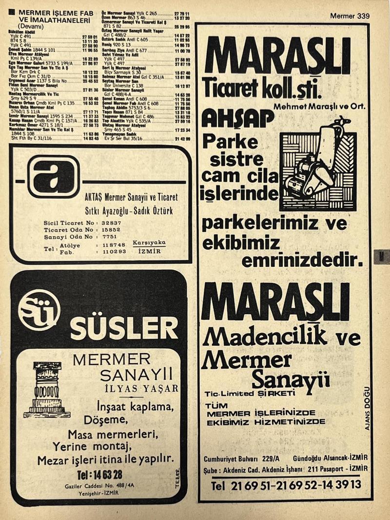 İzmir 1982-1983 Meslek Reklam İlanı Efemera S339