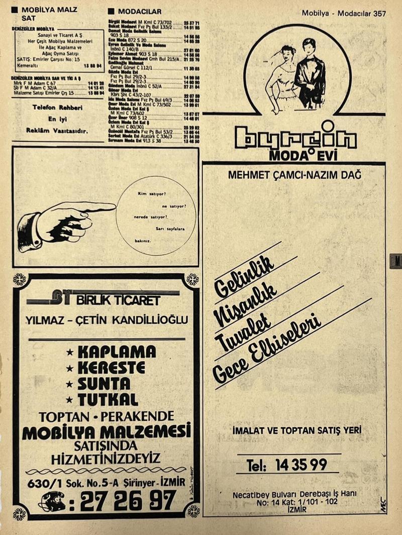 İzmir 1982-1983 Meslek Reklam İlanı Efemera S357