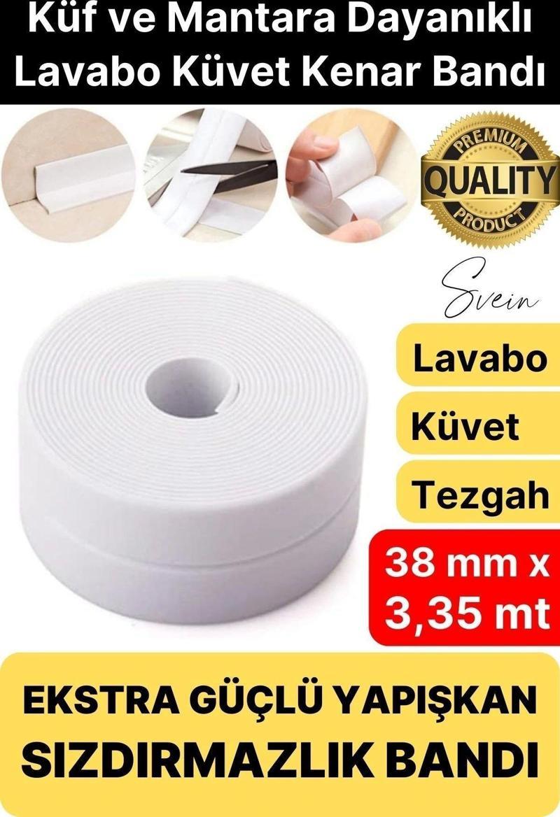 Ekstra Kalın 3.35 mt Banyo Küvet Duşakabin Mutfak Tezgah Lavabo Su Sızdırmaz Kenar Bandı Beyaz Bant