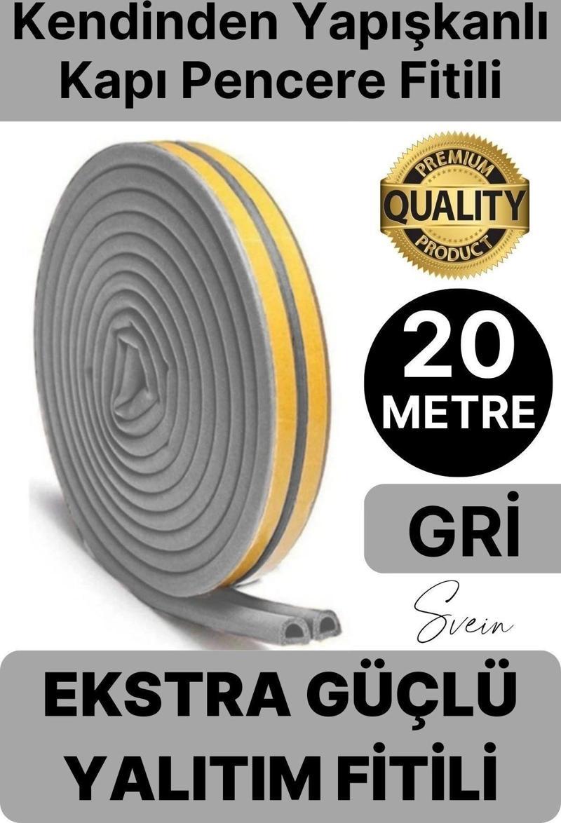 1. Sınıf Gri Kapı Pencere Soğuk Toz Geçirmez İzolasyon Fitili Yapışkanlı Isı Yalıtım 2x10=20 mt