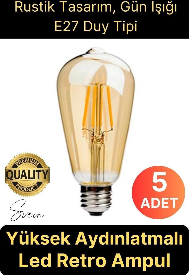 5 Adet Vintage Spiral Filament Rustik Retro Akkor LED Ampul Yüksek Işıklandırma Lamba Gün Işığı E27