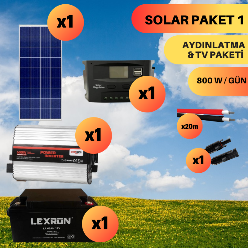 UrlaSolar Polikristal Aydınlatma ve TV Paketi (PAKET 1)