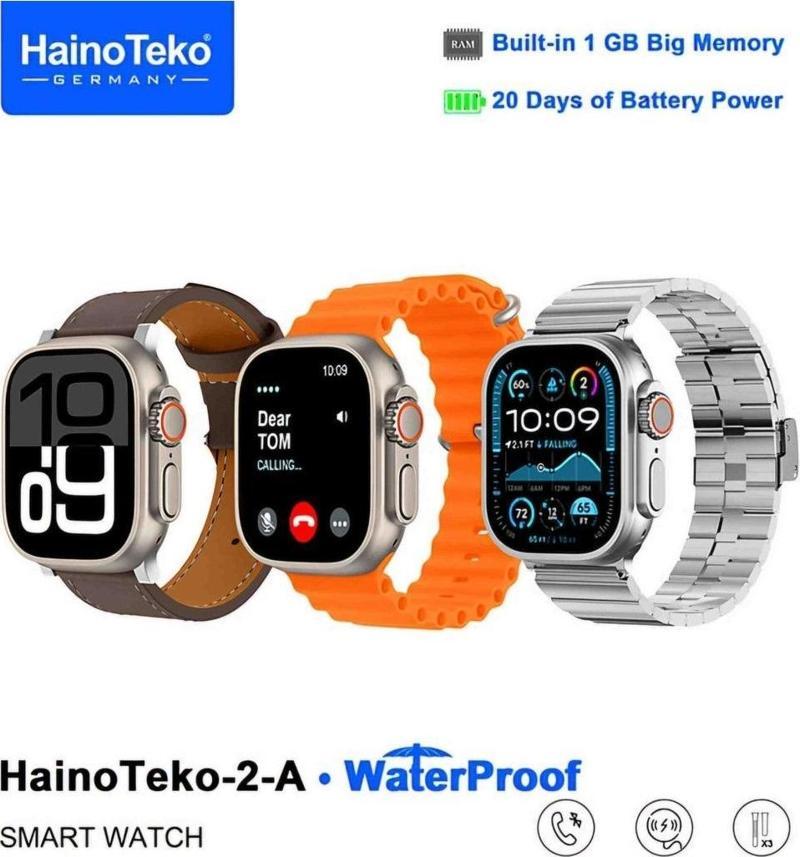 Hainoteko Germany Ultra 2A 49MM Akıllı Saat 3 Kordon 1gb Hafıza Su Geçirmez Uzun Pil Ömrü