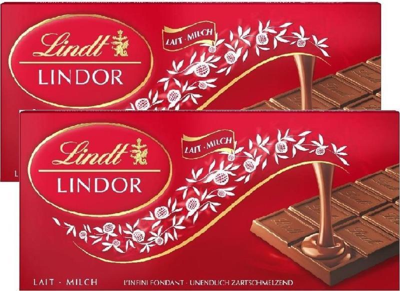 LINDT  LINDOR MILK - SÜTLÜ TABLET ÇİKOLATA 100 G x 2ADET