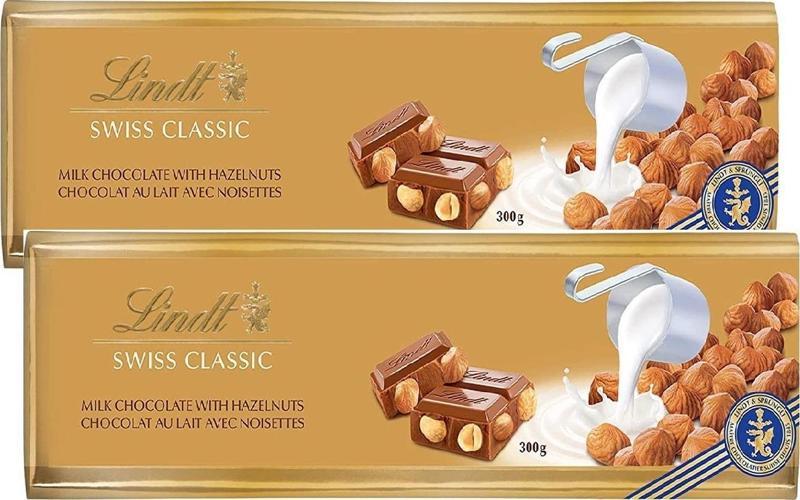 LINDT GOLD MILK HAZELNUT 300GR - SÜTLÜ FINDIKLI ÇİKOLATA  X 2 ADET