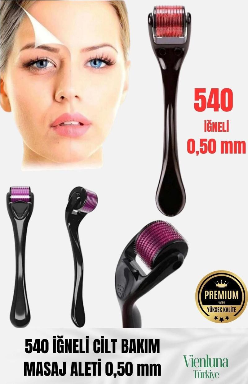 Özel Üretim Titanyum Uçlu 540 İğneli Cilt Bakım Vücut Yenileme Masaj Aleti Derma Roller 0,50 mm