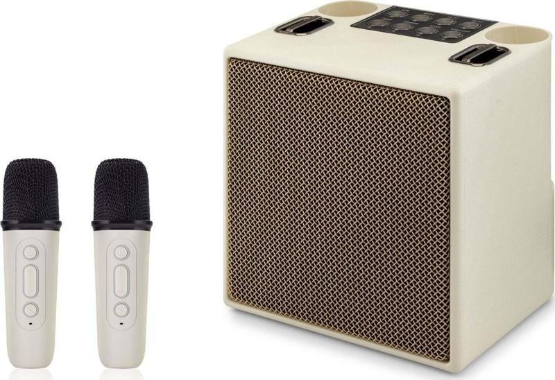M83 Beyaz Bluetooth Karaoke 2 Mikrofonlu Speaker 10W 170-129-205Mm