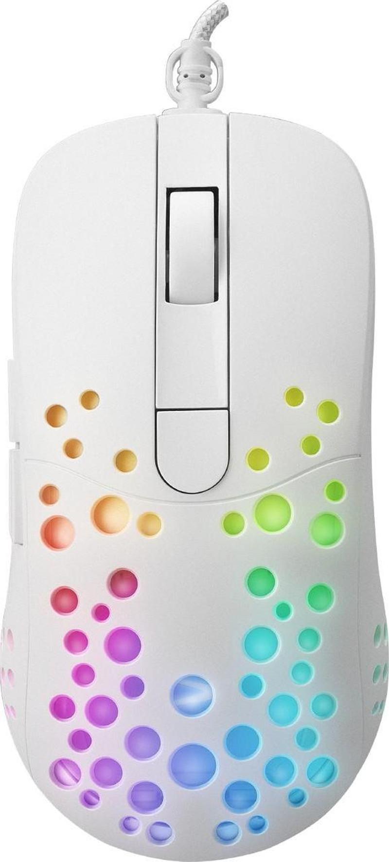 Algm7622 Beyaz Usb Kablolu 6 Tuşlu Renkli Led İşıklı 8000Dpi Gaming Oyuncu Kablolu Mouse