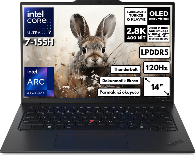 ThinkPad X1 Carbon G12 Ultra 7-155H 32-GBDDR5 4 TBSSD 14" OLED TOUCH Windows 11 Pro 21KC00B7TX BT3