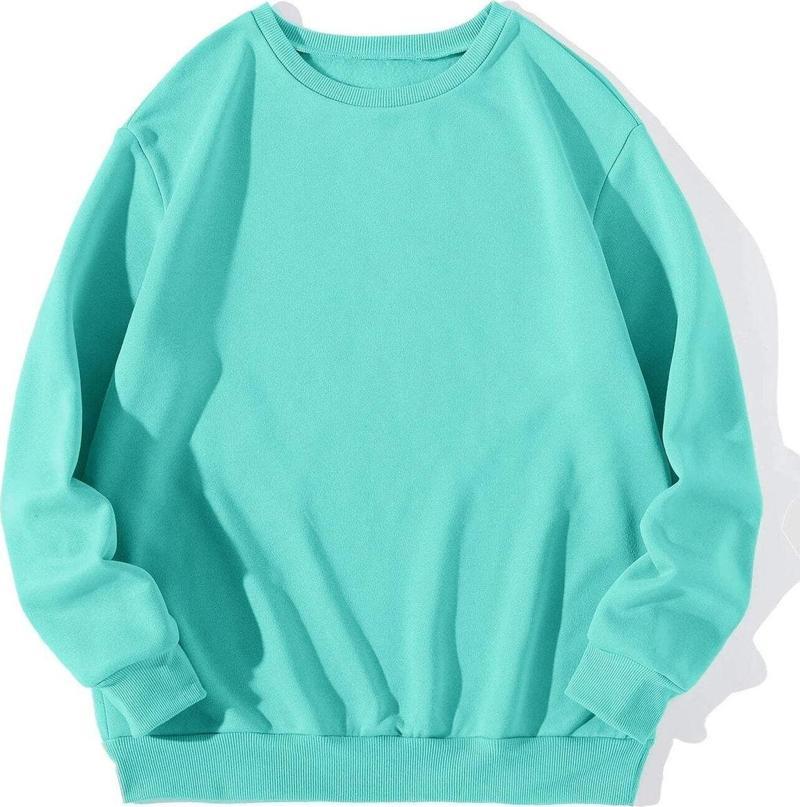 Kadın Basic 0 Sıfır Yaka Baskısız Düz Oversize Salaş Bol Kesim Polar Mint Yeşili Sweatshirt Mint 2XL