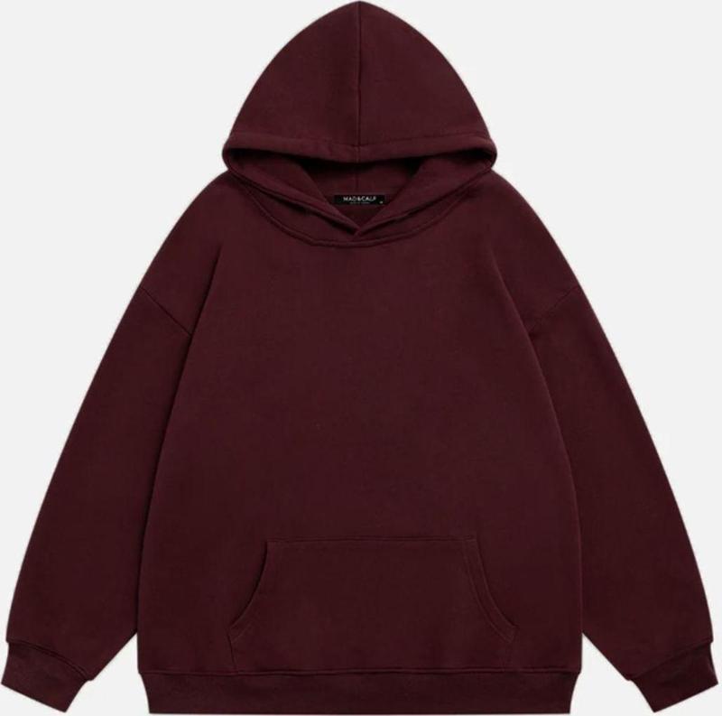 Unisex Kinder World Baskılı Kapüşonlu Polarlı Oversize Sweatshirt Bordo 2XL