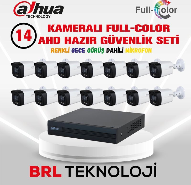 14 Kameralı 40 Metre Renkli Gece Görüşlü Fullhd Dahili Mikrofonlu Kamera Seti