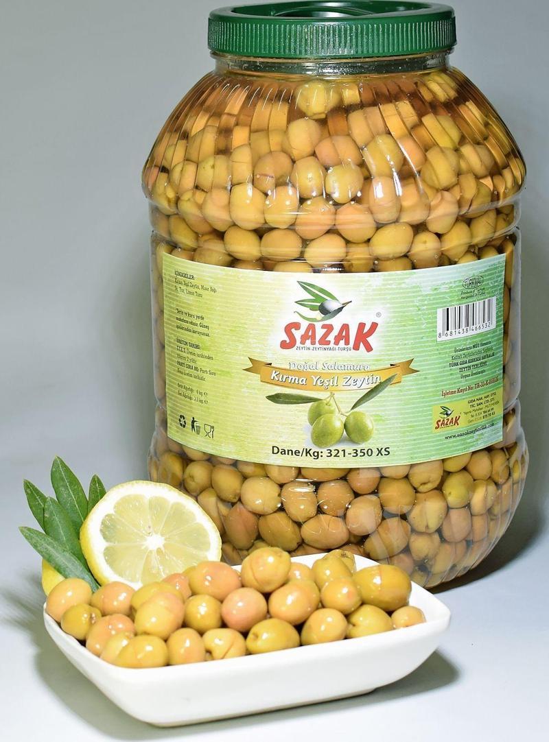 Yeşil Kırma Zeytin 5 Lt Pet Xs Kalibre Net 3.3 Kg (321 -350 Xs Kalibre Orta Büyüklük )