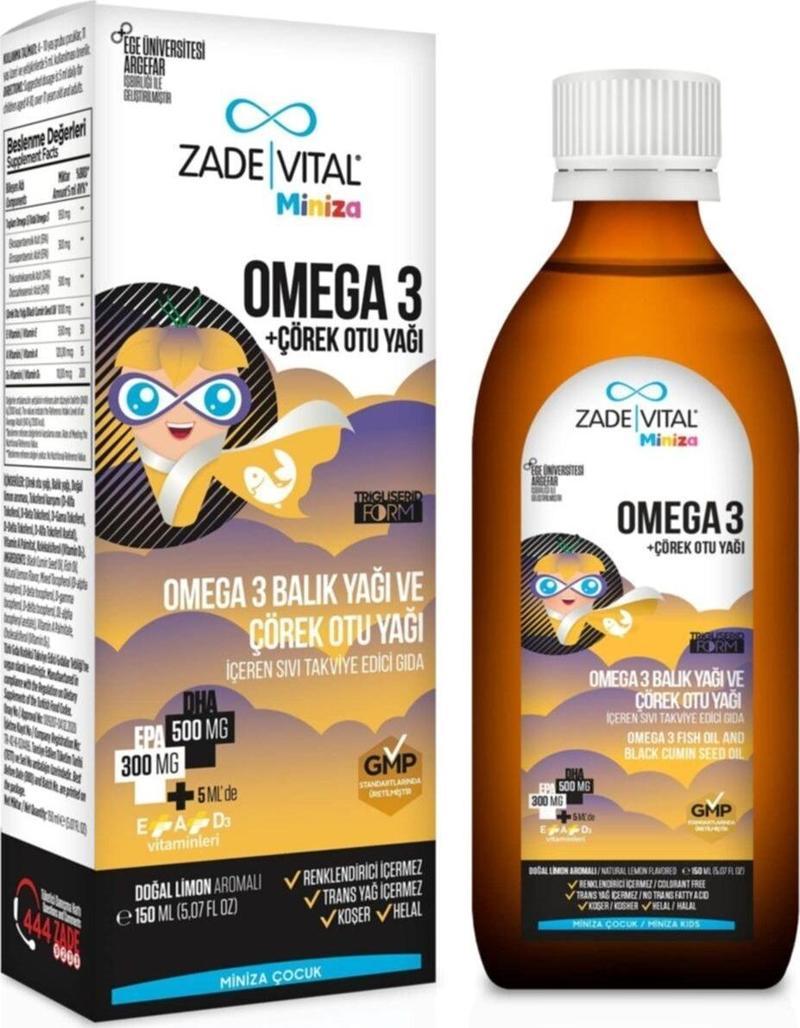 Miniza Omega-3 Balık Yağı Ve Çörek Otu Yağı 150 Ml