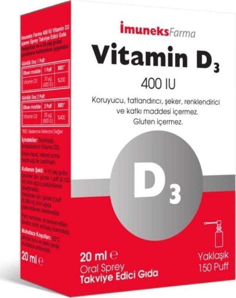 İmuneks Farma Vitamin D3 400'Iu