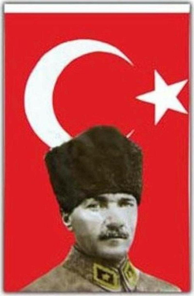 Bayrak Mustafa Kemal Atatürklü Bayrak - Atalı Türk Bayrağı 50x75cm