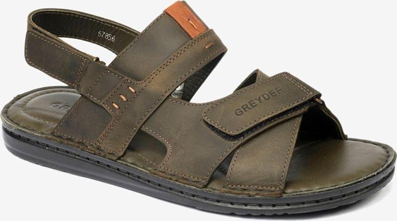 Erkek Haki Hakiki Deri Sandalet 4Y1Fs67856