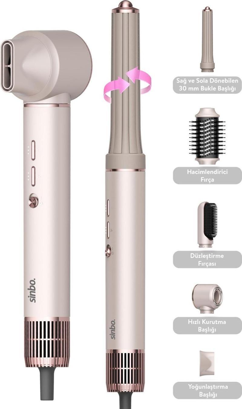 SHD-1729 Pro Airwrap Compact Multi-Styler Shiny Rose Saç Şekillendirme Seti