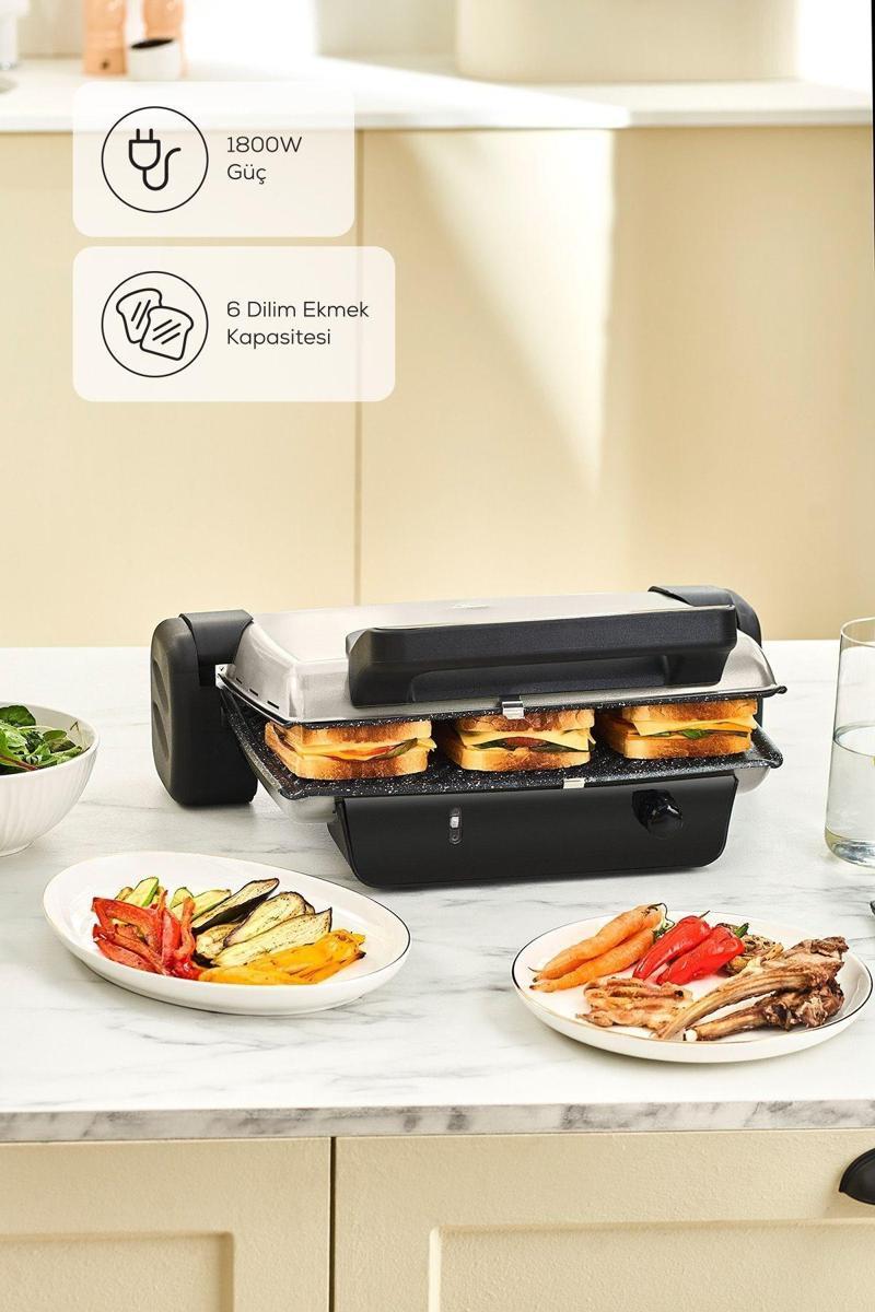 Crust Grill Toast Izgara Ve Tost Makinesi 6 Dilim Mat Krem