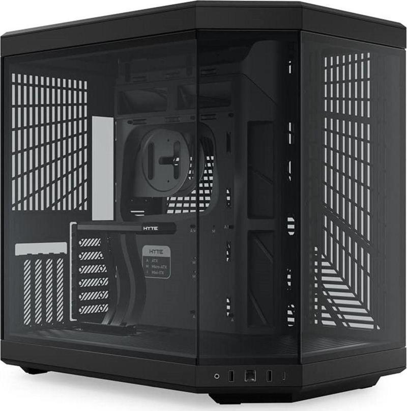 Y70 Pitch Black Temperli Cam USB 3.2 E-ATX Dual Chamber Mid Tower Gaming Kasa (CS-HYTE-Y70-B)