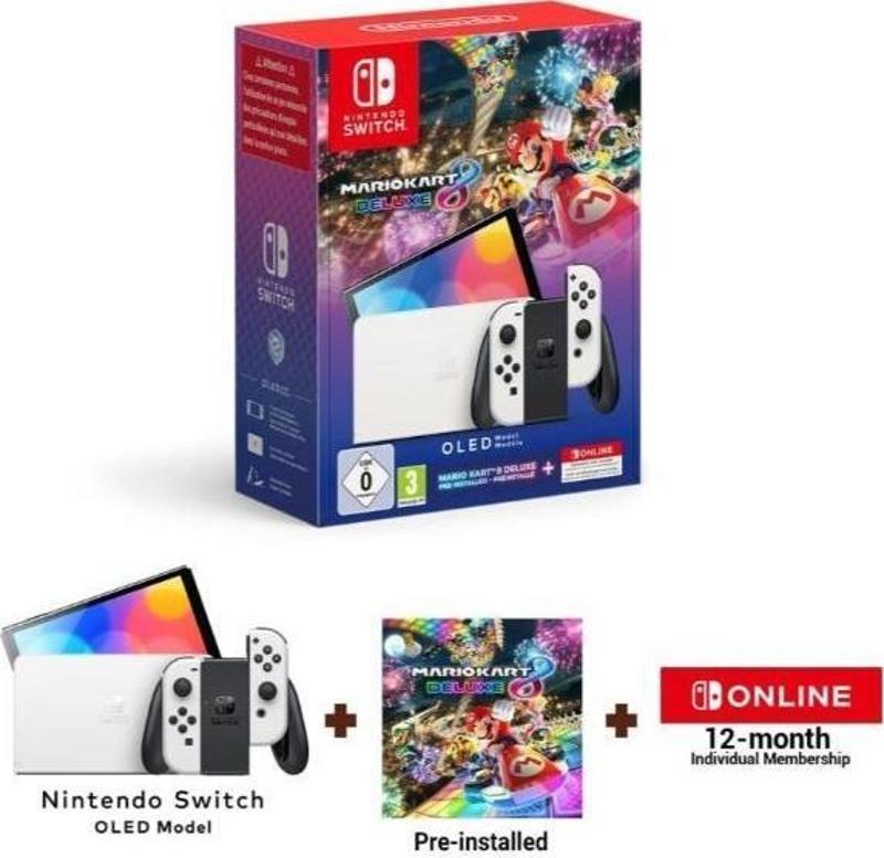 Switch OLED Konsol Sarı + Mario Kart 8 Deluxe + 12 Ay NSO