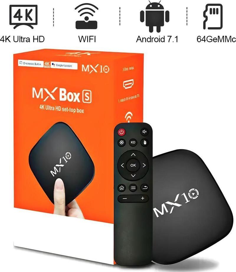 Mx10 1/8 Gb 4K Android Tv Box Medya Oynatıcı Android 7,1