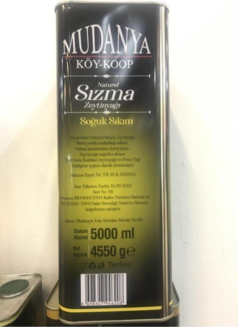 Mudanya Köy Koop. Soğuk Sıkım Zeytin Yağı 5 Lt