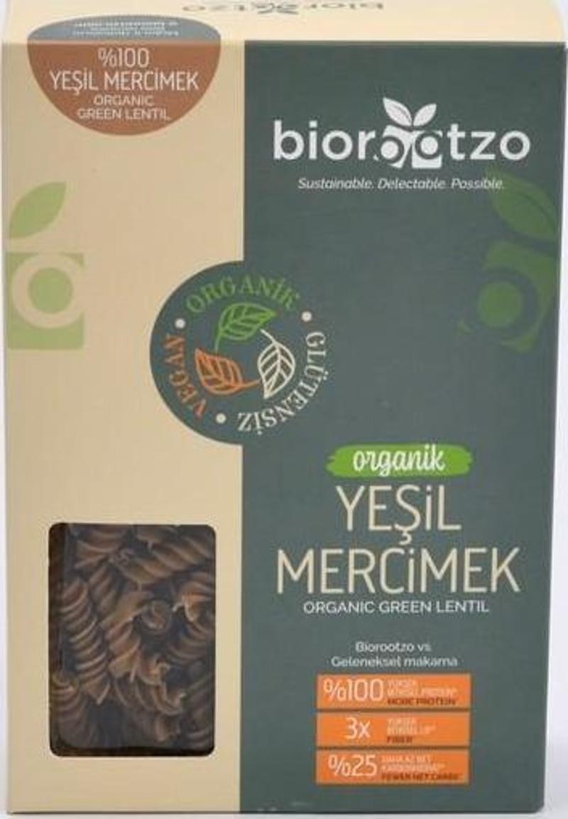 Organik Glütensiz ve Vegan Artizan  Bronz Kalıp Yeşil Mercimek Makarnası  200 g