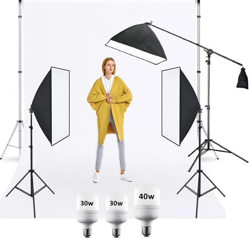 Cazipshop Yemek Çekim Işığı Ürün Çekim Işığı 50x70 Softbox Deveboynu Set