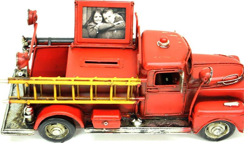 Dekoratif Metal İtfaiye Aracı Kumbara Ve Çerçeveli C0183 Model-M72