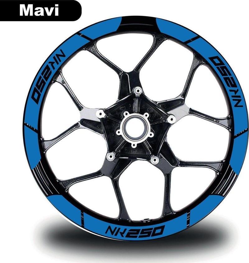 Mavi CF MOTO 250 NK Geniş Jant Sticker Etiket Modeli