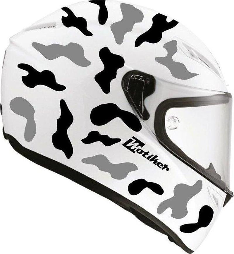 Gri Siyah Kamuflaj Kask Sticker Modeli