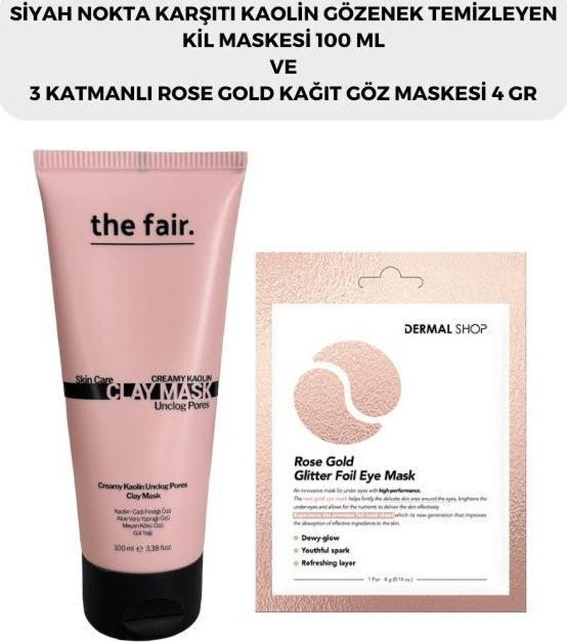 . Gözenek Temizleyen Kil Maskesi 100 ml ve Dermal 3 Katmanlı Rose Gold Göz Maskesi 4 gr