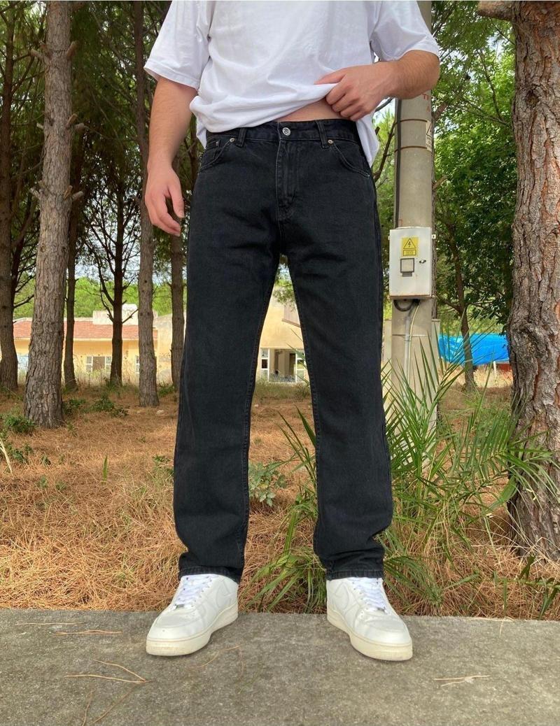 Yıkamalı Siyah Baggy Pantolon