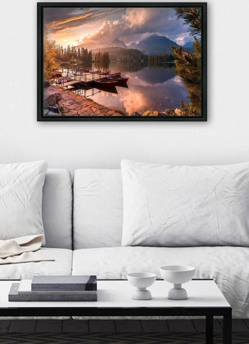 Siyah L Çerçeve Kanvas Tablo 105x145 cm