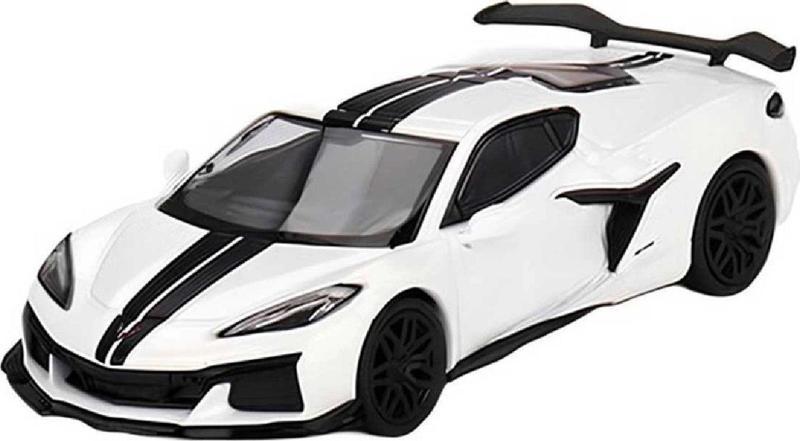 1:64 Diecast Chevrolet Corvette Z06 2023 Arctic White Mini GT Model Araba