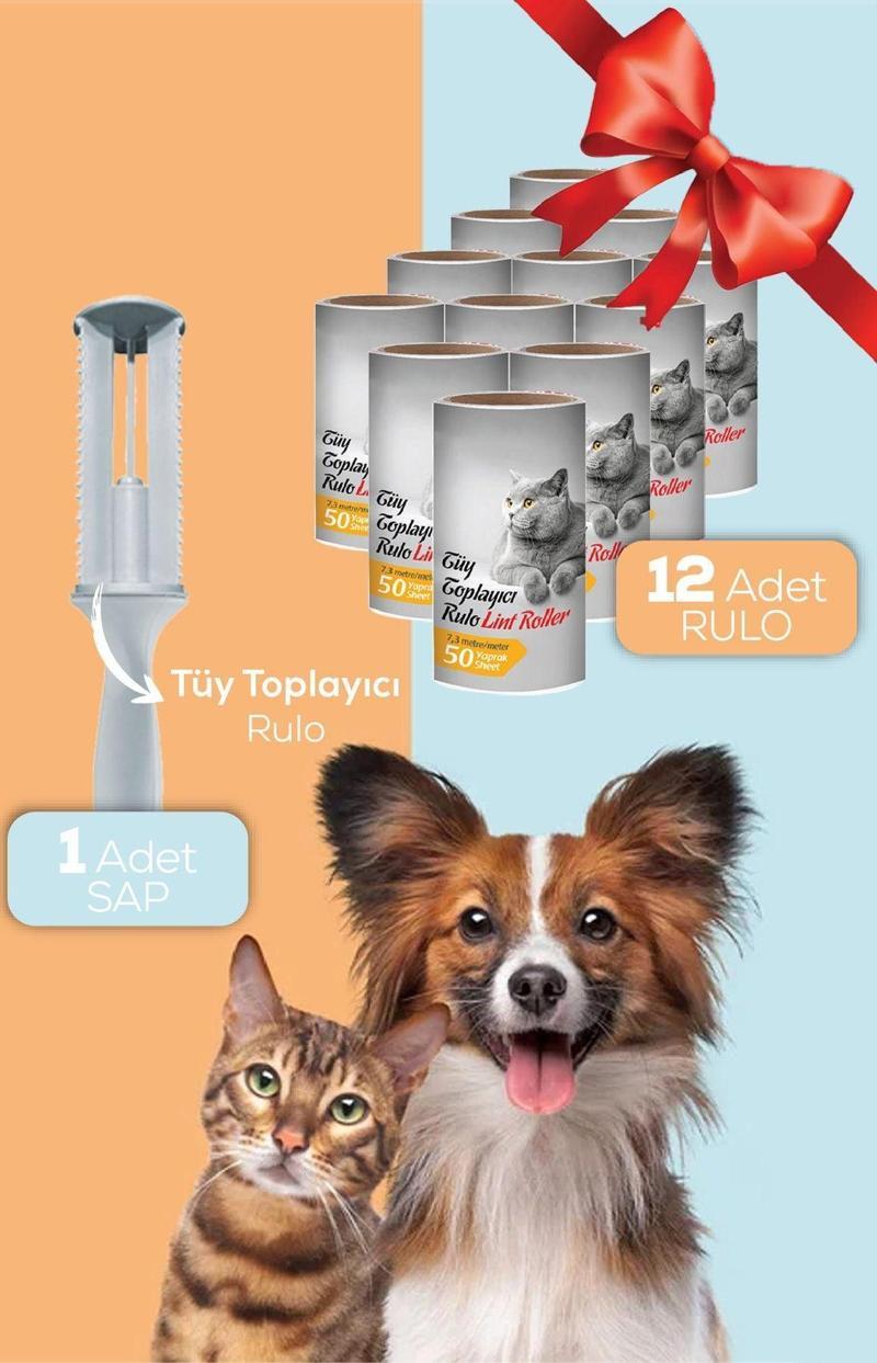 Kedi Köpek Tüy Toplayıcı 12'li Yedek Rulolu Toz Toplayıcı Aparat