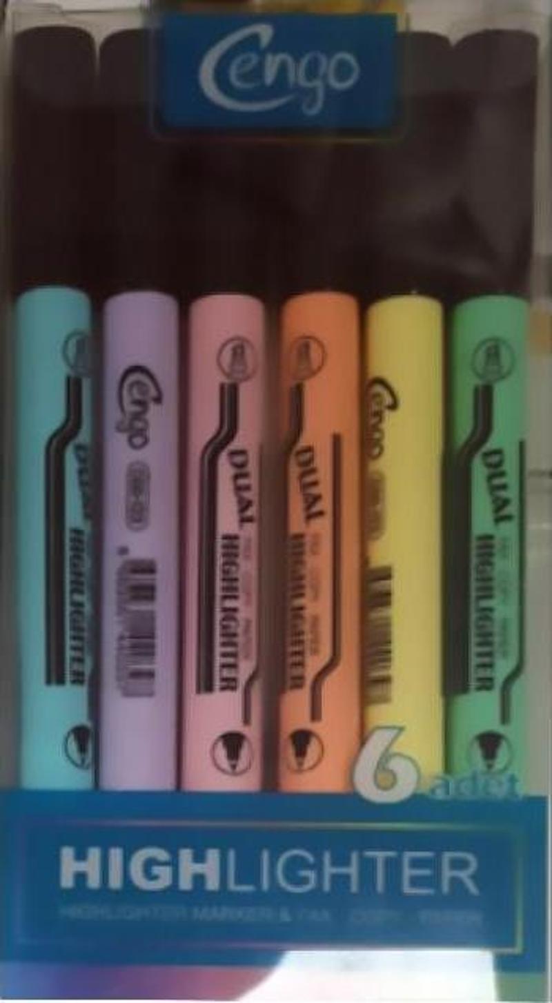 Çift Taraflı Highlighter Fosforlu Kalem Pastel Renkler 6lı Set
