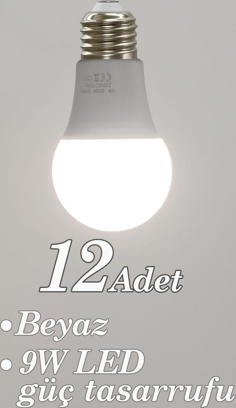 Beyaz 12 Adet Led Ampul 9W