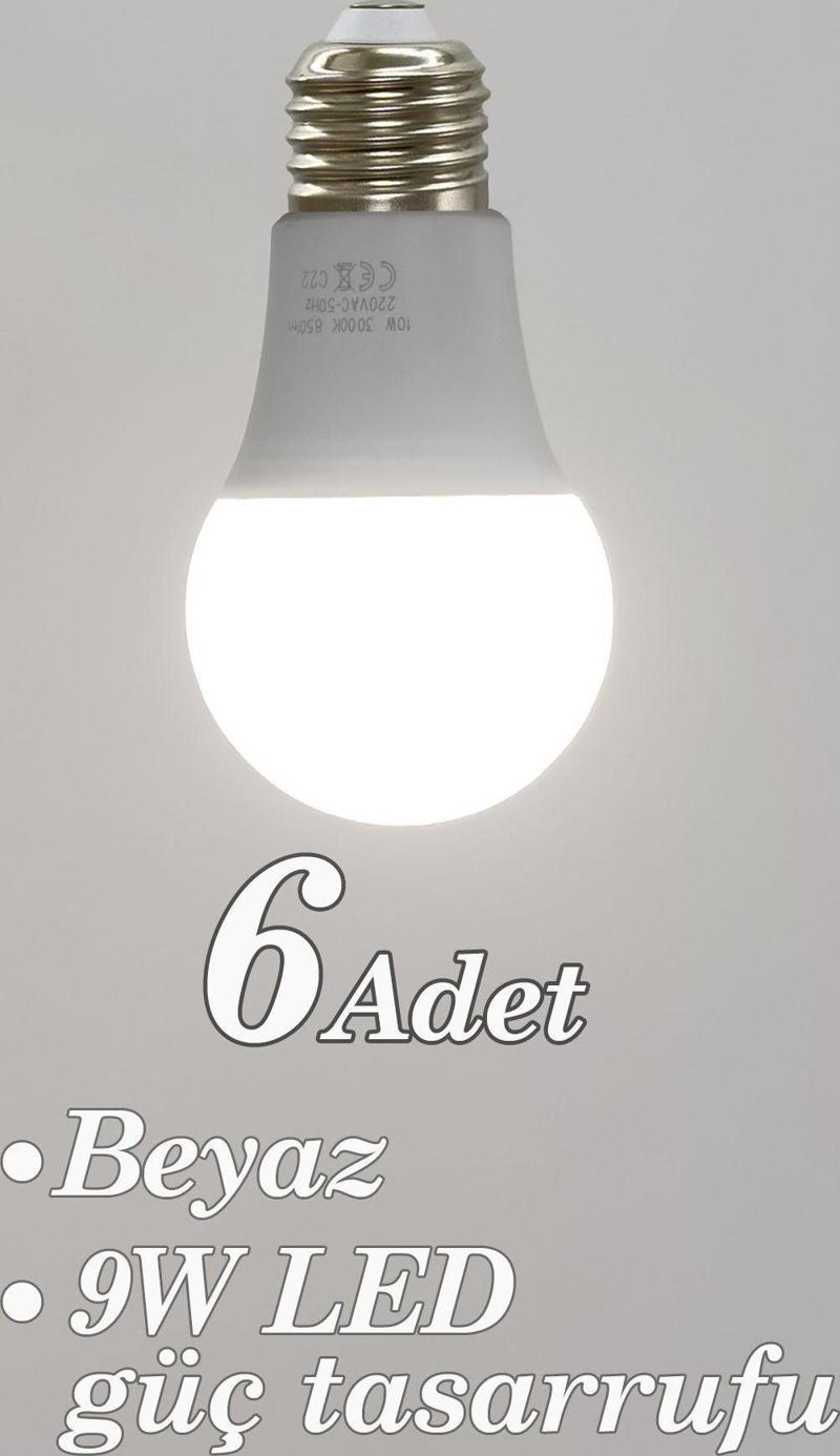 Beyaz 6 Adet Led Ampul 9W