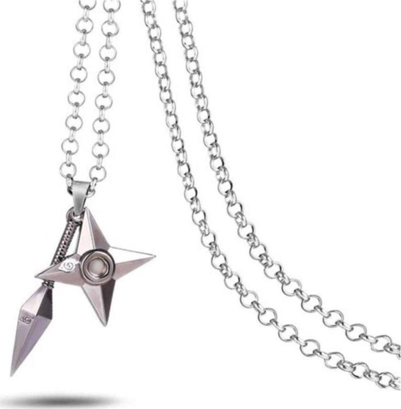 Gri Mızrak Naruto Anime Metal Zincirli Ikili Kolye