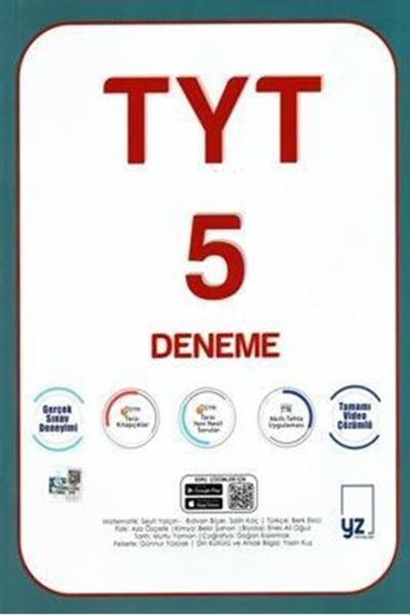 Yz Yks Tyt 5 Deneme Sınavı Video Çözümlü - Yz Yayınları