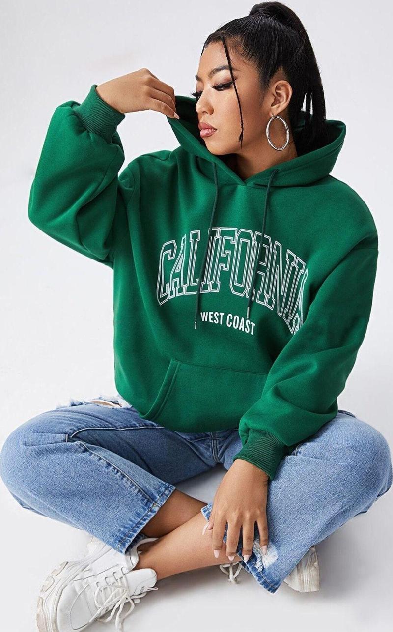 California Baskılı Oversize Sweatshirt