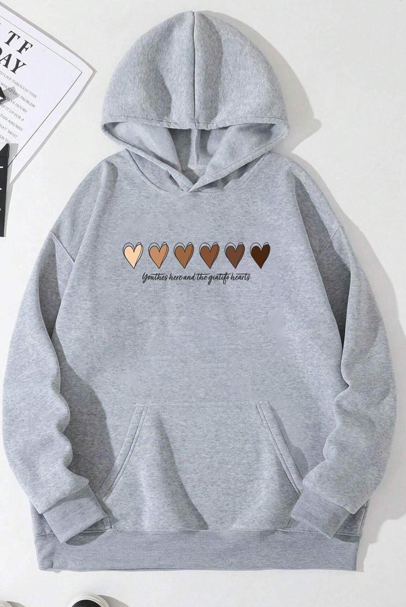 Unisex Kalp Baskılı Oversize Sweatshirt