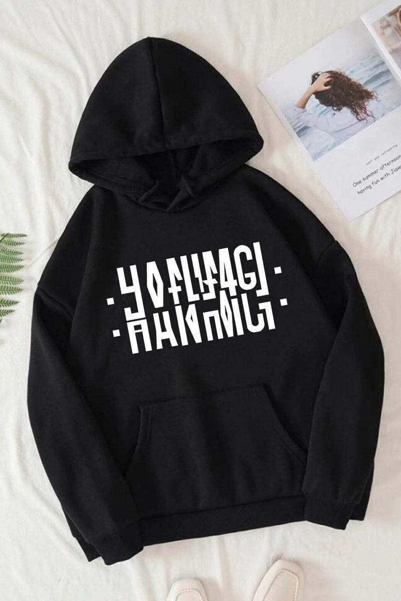 Hanımcı Yazılı Katlamalı Sweatshirt