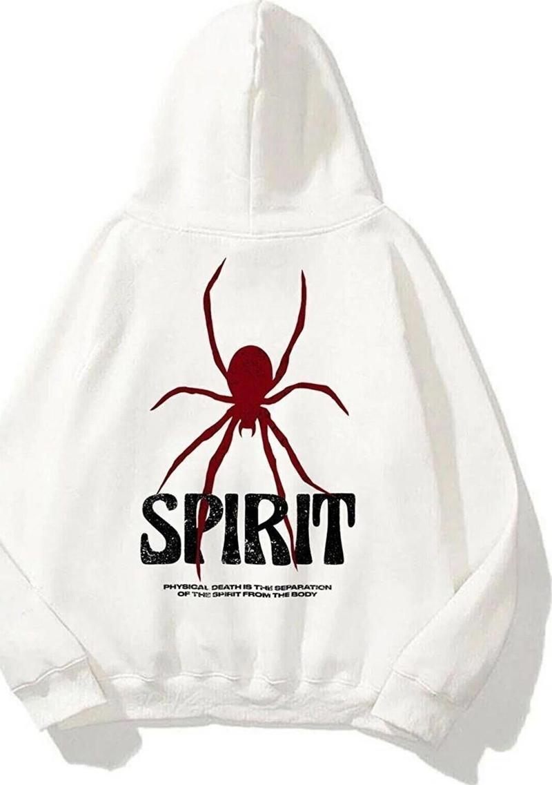 Spirit Örümcek Yazılı Baskılı Oversize Kalıp Unisex Kapüşonlu Sweatshirt