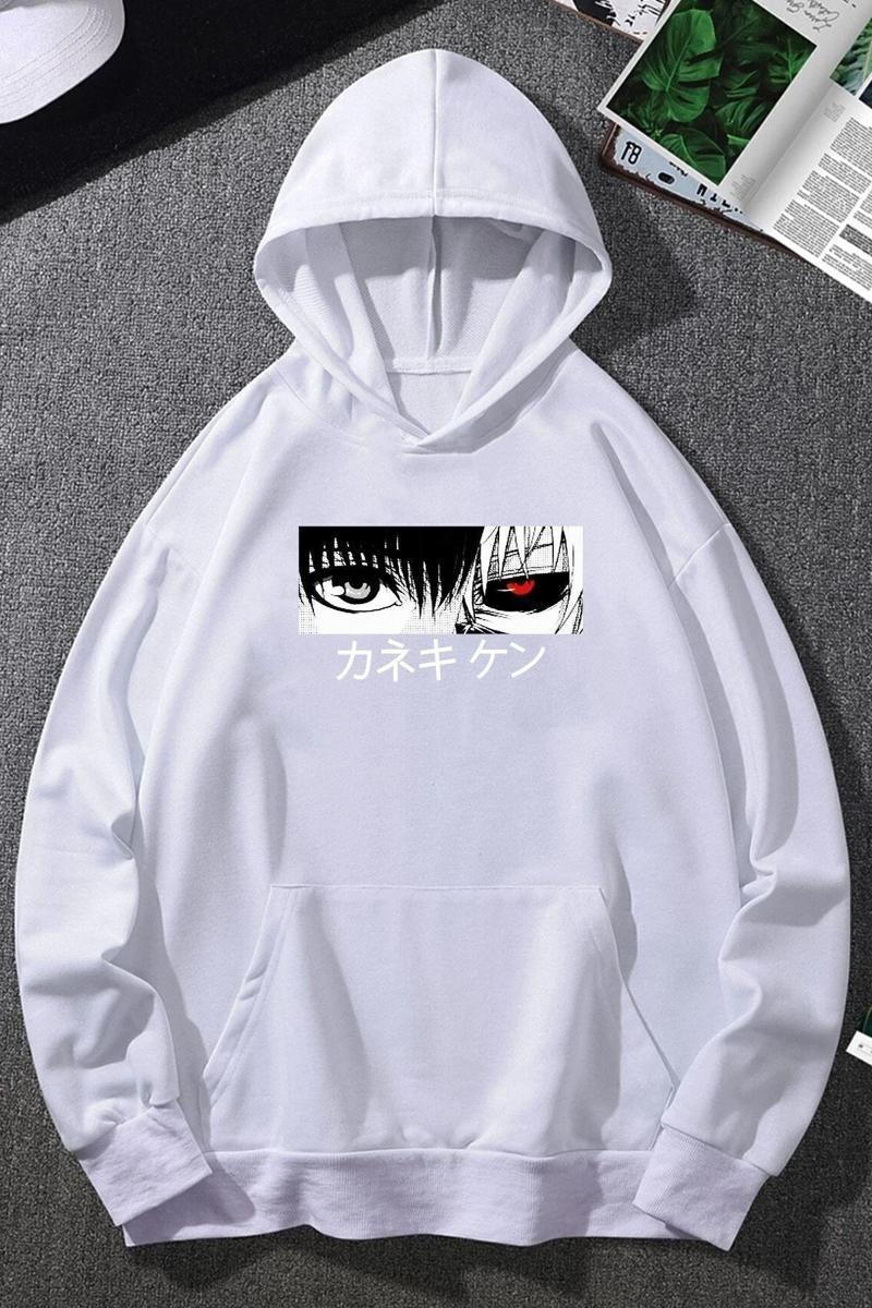 Unisex Ken Kaneki Baskılı Kapüşonlu Sweatshirt