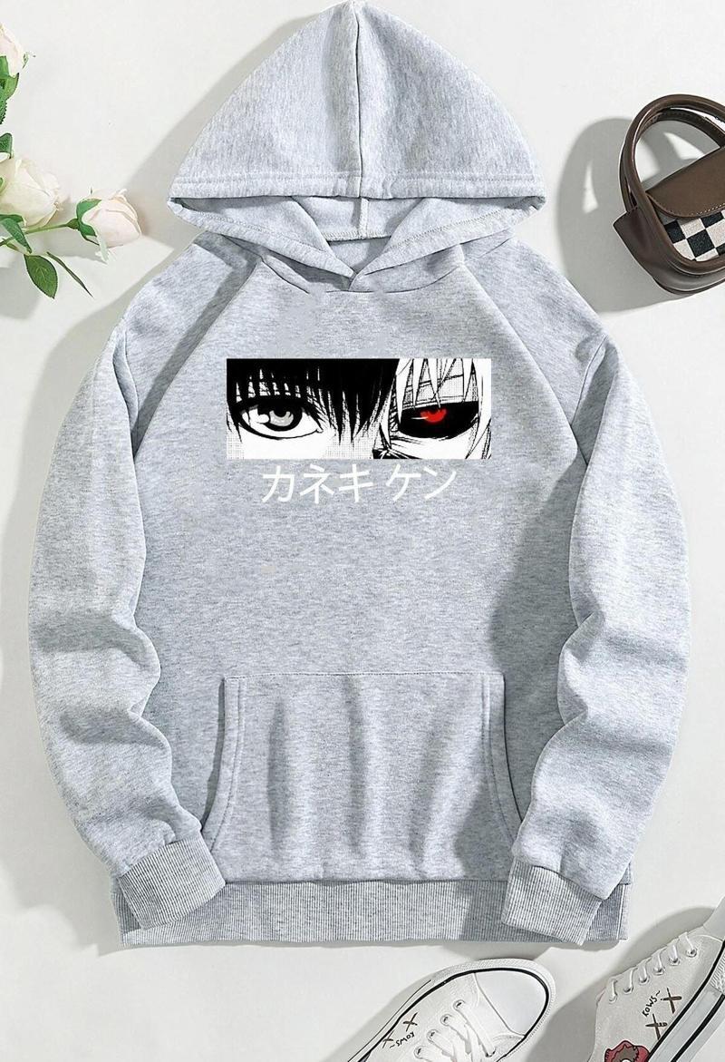 Unisex Ken Kaneki Baskılı Kapüşonlu Sweatshirt