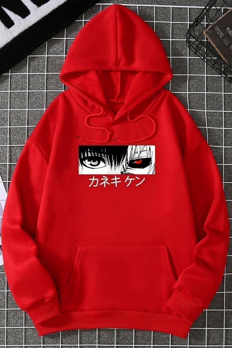 Unisex Ken Kaneki Baskılı Kapüşonlu Sweatshirt